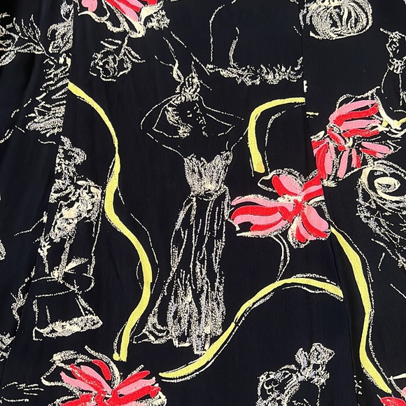 VINTAGE BETSEY JOHNSON RAYON RIBBON PRINT ICONIC MINI SWING DRESS XS S M L - Picture 2 of 8